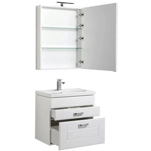 Комплект мебели Aquanet Рондо 70 белый (2 ящика, зеркало камерино) 00195701 Комплект мебели Aquanet Рондо 70 белый (2 ящика, зеркало камерино) 00195701