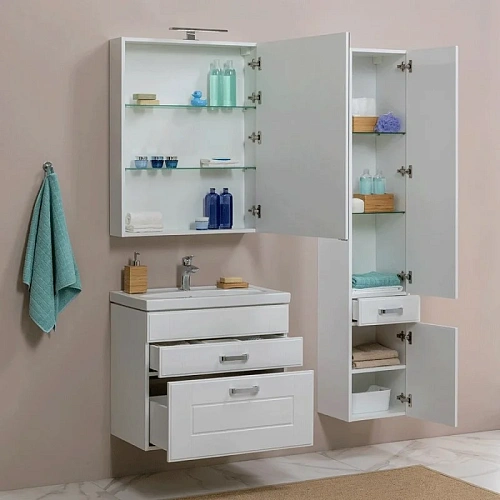 Комплект мебели Aquanet Рондо 70 белый (2 ящика, зеркало камерино) 00195701 Комплект мебели Aquanet Рондо 70 белый (2 ящика, зеркало камерино) 00195701