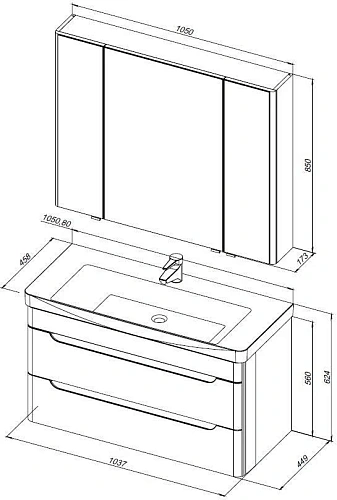 Комплект мебели Aquanet София 105 белый глянец (2 ящика) 00274193 Комплект мебели Aquanet София 105 белый глянец (2 ящика) 00274193