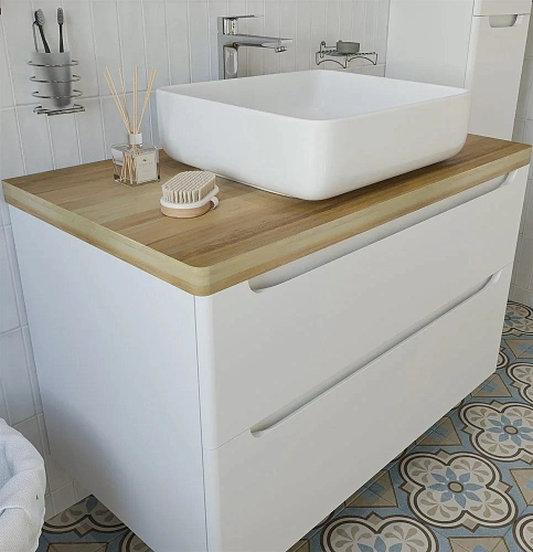 Комплект мебели STWORKI Берген 100 белая со светлой столешницей, раковина Soul 1 549587 Комплект мебели STWORKI Берген 100 белая со светлой столешницей, раковина Soul 1 549587