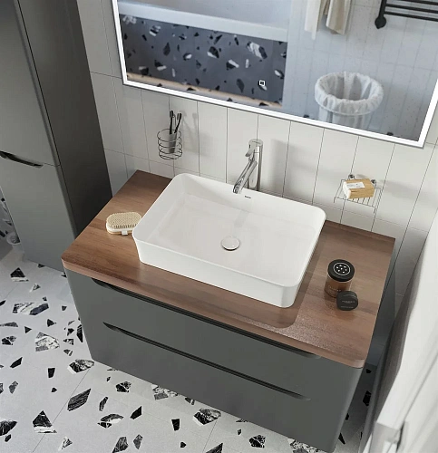 Комплект мебели STWORKI Берген 100 серая с темной столешницей, раковина Bocchi Sottile 1476-001-0125 565828 Комплект мебели STWORKI Берген 100 серая с темной столешницей, раковина Bocchi Sottile 1476-001-0125 565828