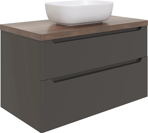 Комплект мебели STWORKI Берген 100 серая с темной столешницей, раковина Moduo 50 Square 549605 Комплект мебели STWORKI Берген 100 серая с темной столешницей, раковина Moduo 50 Square 549605