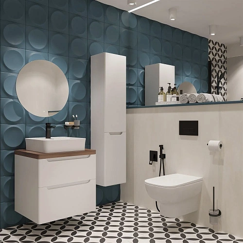 Комплект мебели STWORKI Берген 60 белая с темной столешницей, раковина Bocchi Slim Line 1598-001-012 567184 Комплект мебели STWORKI Берген 60 белая с темной столешницей, раковина Bocchi Slim Line 1598-001-012 567184