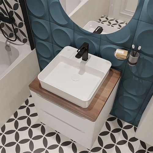 Комплект мебели STWORKI Берген 60 белая с темной столешницей, раковина Bocchi Slim Line 1598-001-012 567184 Комплект мебели STWORKI Берген 60 белая с темной столешницей, раковина Bocchi Slim Line 1598-001-012 567184