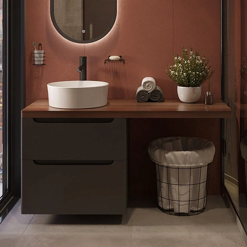 Комплект мебели STWORKI Берген 60 серая с темной столешницей 122, Bocchi Vessel 1174-061-0125 567792 Комплект мебели STWORKI Берген 60 серая с темной столешницей 122, Bocchi Vessel 1174-061-0125 567792