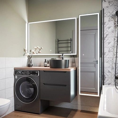 Комплект мебели STWORKI Берген 60 серая с темной столешницей 122, с раковиной на выбор, L 549762 Комплект мебели STWORKI Берген 60 серая с темной столешницей 122, с раковиной на выбор, L 549762