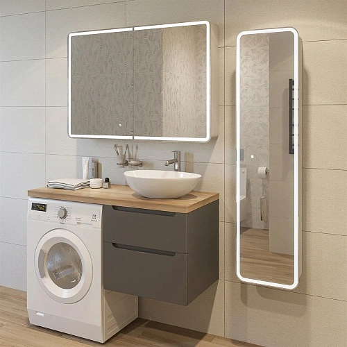 Комплект мебели STWORKI Берген 60 серая со светлой столешницей 122, раковина Moduo 55 Leaf, L 549753 Комплект мебели STWORKI Берген 60 серая со светлой столешницей 122, раковина Moduo 55 Leaf, L 549753