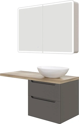 Комплект мебели STWORKI Берген 60 серая со светлой столешницей 122, раковина Moduo 55 Leaf, L 549753 Комплект мебели STWORKI Берген 60 серая со светлой столешницей 122, раковина Moduo 55 Leaf, L 549753