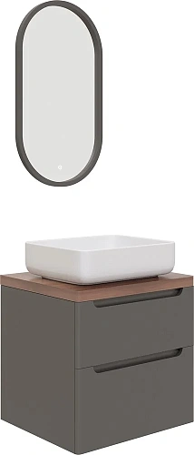 Комплект мебели STWORKI Берген 60 серая со светлой столешницей, раковина Soul 1 549461 Комплект мебели STWORKI Берген 60 серая со светлой столешницей, раковина Soul 1 549461