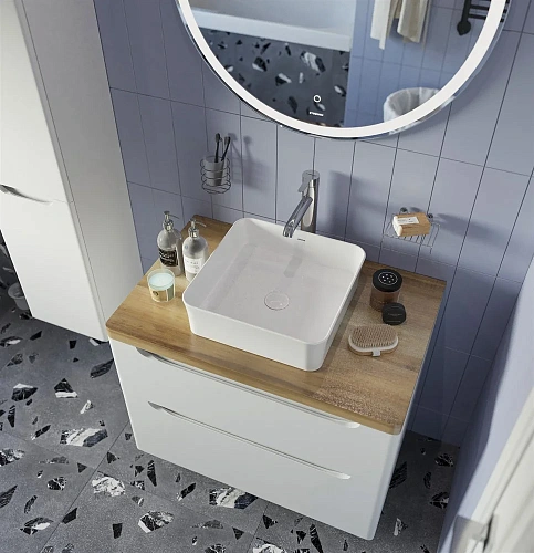 Комплект мебели STWORKI Берген 80 белая со светлой столешницей, раковина Sottile 1477-001-0125 56601 566011 Комплект мебели STWORKI Берген 80 белая со светлой столешницей, раковина Sottile 1477-001-0125 56601 566011