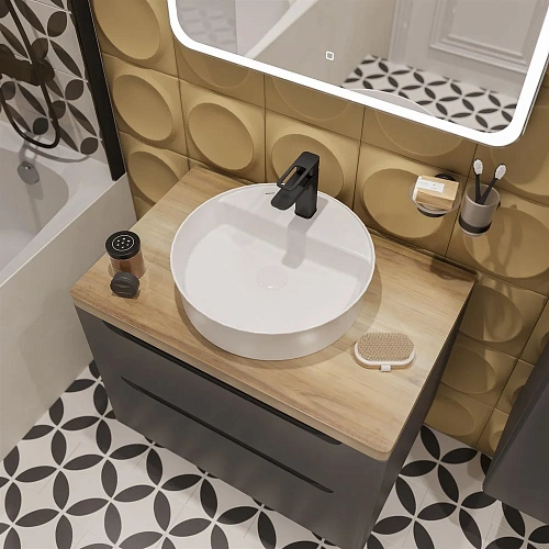 Комплект мебели STWORKI Берген 80 серая со светлой столешницей, раковина Bocchi Slim Line 1599-061-0 567289 Комплект мебели STWORKI Берген 80 серая со светлой столешницей, раковина Bocchi Slim Line 1599-061-0 567289