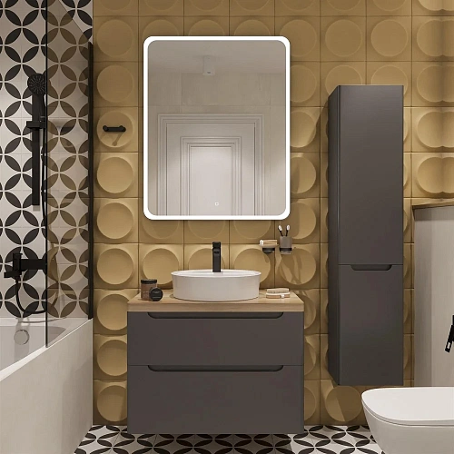 Комплект мебели STWORKI Берген 80 серая со светлой столешницей, раковина Bocchi Slim Line 1599-061-0 567289 Комплект мебели STWORKI Берген 80 серая со светлой столешницей, раковина Bocchi Slim Line 1599-061-0 567289