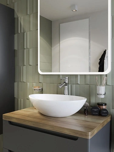 Комплект мебели STWORKI Берген 80 серая со светлой столешницей, раковина Moduo 55 Leaf 549492 Комплект мебели STWORKI Берген 80 серая со светлой столешницей, раковина Moduo 55 Leaf 549492