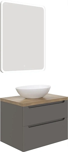 Комплект мебели STWORKI Берген 80 серая со светлой столешницей, раковина Moduo 55 Leaf 549492 Комплект мебели STWORKI Берген 80 серая со светлой столешницей, раковина Moduo 55 Leaf 549492