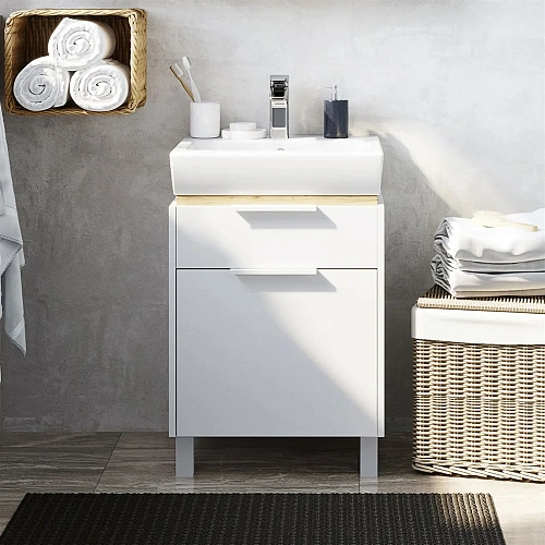 Комплект мебели STWORKI Дублин 50 белая, в скандинавском стиле, с подсветкой 406298 Комплект мебели STWORKI Дублин 50 белая, в скандинавском стиле, с подсветкой 406298