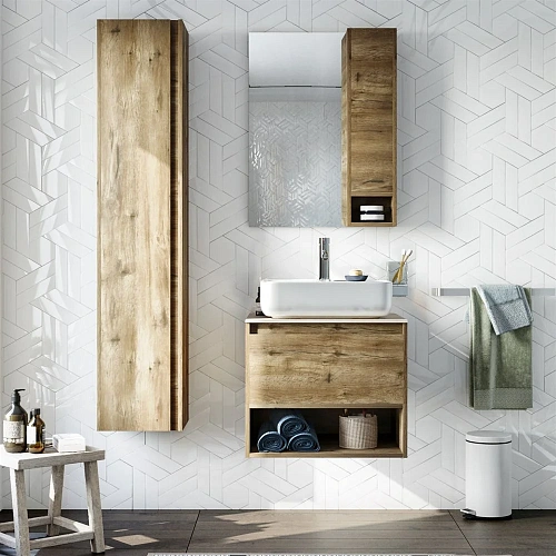 Комплект мебели STWORKI Карлстад 60 дуб рустикальный, простоун беж, в стиле лофт, под дерево, подвес 425108 Комплект мебели STWORKI Карлстад 60 дуб рустикальный, простоун беж, в стиле лофт, под дерево, подвес 425108