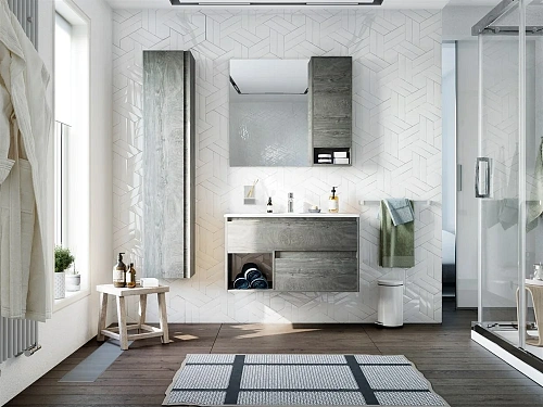 Комплект мебели STWORKI Карлстад 90 дуб рошелье, в стиле лофт, серая (комплект, гарнитур) 421752 Комплект мебели STWORKI Карлстад 90 дуб рошелье, в стиле лофт, серая (комплект, гарнитур) 421752