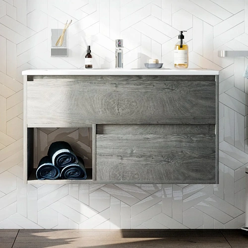 Комплект мебели STWORKI Карлстад 90 дуб рошелье, в стиле лофт, серая (комплект, гарнитур) 421752 Комплект мебели STWORKI Карлстад 90 дуб рошелье, в стиле лофт, серая (комплект, гарнитур) 421752