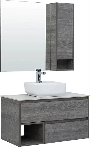 Комплект мебели STWORKI Карлстад 90 дуб рошелье, монте тиберио, в стиле лофт, серая, подвесная (комп 425502 Комплект мебели STWORKI Карлстад 90 дуб рошелье, монте тиберио, в стиле лофт, серая, подвесная (комп 425502