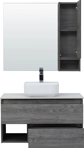 Комплект мебели STWORKI Карлстад 90 дуб рошелье, монте тиберио, в стиле лофт, серая, подвесная (комп 425502 Комплект мебели STWORKI Карлстад 90 дуб рошелье, монте тиберио, в стиле лофт, серая, подвесная (комп 425502