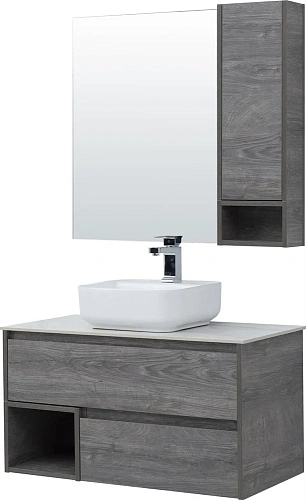 Комплект мебели STWORKI Карлстад 90 дуб рошелье, монте тиберио, в стиле лофт, серая, подвесная (комп 425502 Комплект мебели STWORKI Карлстад 90 дуб рошелье, монте тиберио, в стиле лофт, серая, подвесная (комп 425502