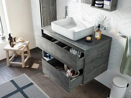 Комплект мебели STWORKI Карлстад 90 дуб рошелье, роверелла, с отверстием для смесителя в столешнице 427900 Комплект мебели STWORKI Карлстад 90 дуб рошелье, роверелла, с отверстием для смесителя в столешнице 427900