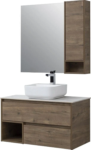 Комплект мебели STWORKI Карлстад 90 дуб рустикальный, простоун беж, в стиле лофт, подвесная, российс 425512 Комплект мебели STWORKI Карлстад 90 дуб рустикальный, простоун беж, в стиле лофт, подвесная, российс 425512