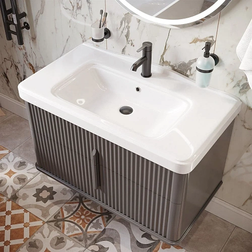 Комплект мебели STWORKI Молде 95 антрацит, с сифоном 579374 Комплект мебели STWORKI Молде 95 антрацит, с сифоном 579374