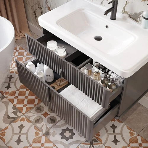 Комплект мебели STWORKI Молде 95 антрацит, с сифоном 579374 Комплект мебели STWORKI Молде 95 антрацит, с сифоном 579374