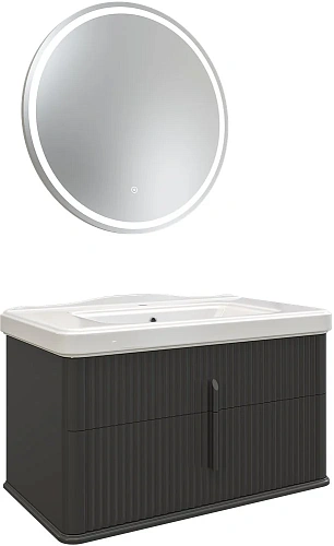 Комплект мебели STWORKI Молде 95 антрацит, с сифоном 579374 Комплект мебели STWORKI Молде 95 антрацит, с сифоном 579374