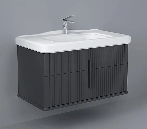 Комплект мебели STWORKI Молде 95 антрацит, с сифоном 579374 Комплект мебели STWORKI Молде 95 антрацит, с сифоном 579374