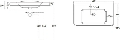 Комплект мебели STWORKI Молде 95 белая, с сифоном 579363 Комплект мебели STWORKI Молде 95 белая, с сифоном 579363