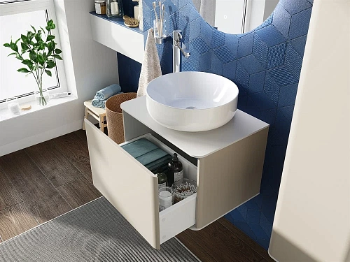 Комплект мебели STWORKI Ноттвиль 60 бежевый шелк, с отверстием под смеситель, подвесная, российская 414379 Комплект мебели STWORKI Ноттвиль 60 бежевый шелк, с отверстием под смеситель, подвесная, российская 414379