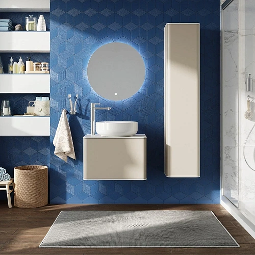 Комплект мебели STWORKI Ноттвиль 60 бежевый шелк, с отверстием под смеситель, подвесная, российская 414379 Комплект мебели STWORKI Ноттвиль 60 бежевый шелк, с отверстием под смеситель, подвесная, российская 414379