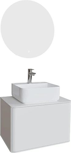 Комплект мебели STWORKI Ноттвиль 60 белая, без выреза под смеситель, подвесная, российская (гарнитур 444524 Комплект мебели STWORKI Ноттвиль 60 белая, без выреза под смеситель, подвесная, российская (гарнитур 444524