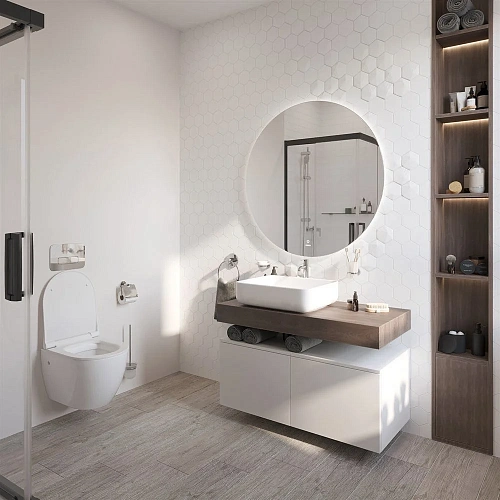 Комплект мебели STWORKI Ольборг 100 столешница дуб карпентер, без отверстий, 2 тумбы 50, с раковиной 489290 Комплект мебели STWORKI Ольборг 100 столешница дуб карпентер, без отверстий, 2 тумбы 50, с раковиной 489290