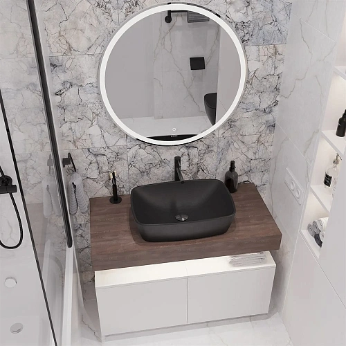 Комплект мебели STWORKI Ольборг 100 столешница дуб карпентер, без отверстий, 2 тумбы 50, с раковиной 542628 Комплект мебели STWORKI Ольборг 100 столешница дуб карпентер, без отверстий, 2 тумбы 50, с раковиной 542628