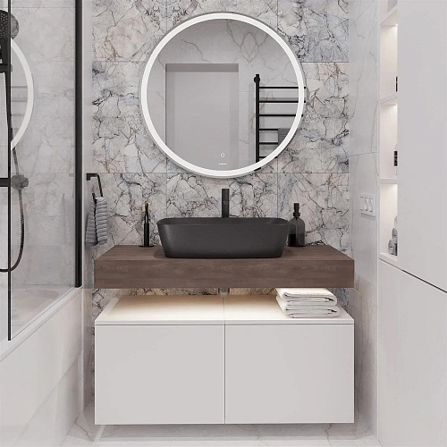 Комплект мебели STWORKI Ольборг 100 столешница дуб карпентер, без отверстий, 2 тумбы 50, с раковиной 542628 Комплект мебели STWORKI Ольборг 100 столешница дуб карпентер, без отверстий, 2 тумбы 50, с раковиной 542628