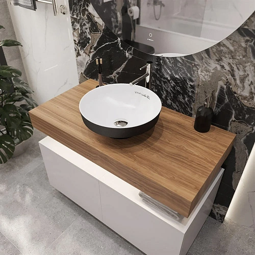 Комплект мебели STWORKI Ольборг 100 столешница дуб французский, без отверстий, 2 тумбы 50, с раковин 536632 Комплект мебели STWORKI Ольборг 100 столешница дуб французский, без отверстий, 2 тумбы 50, с раковин 536632