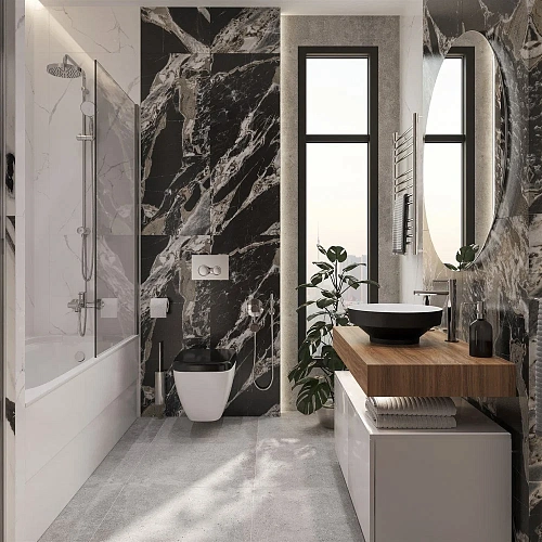 Комплект мебели STWORKI Ольборг 100 столешница дуб французский, без отверстий, 2 тумбы 50, с раковин 536632 Комплект мебели STWORKI Ольборг 100 столешница дуб французский, без отверстий, 2 тумбы 50, с раковин 536632