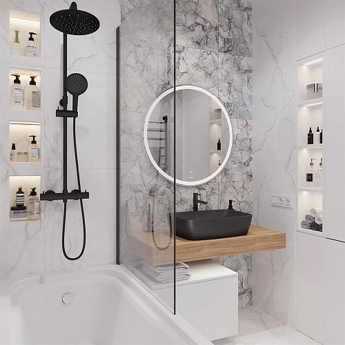 Комплект мебели STWORKI Ольборг 100 столешница дуб французский, без отверстий, с тумбой 50, с ракови 542563 Комплект мебели STWORKI Ольборг 100 столешница дуб французский, без отверстий, с тумбой 50, с ракови 542563