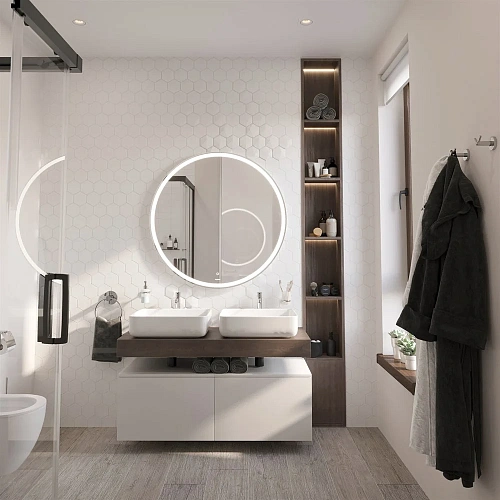 Комплект мебели STWORKI Ольборг 120 столешница дуб карпентер, без отверстий, 2 тумбы 60 + 2 раковины 489335 Комплект мебели STWORKI Ольборг 120 столешница дуб карпентер, без отверстий, 2 тумбы 60 + 2 раковины 489335