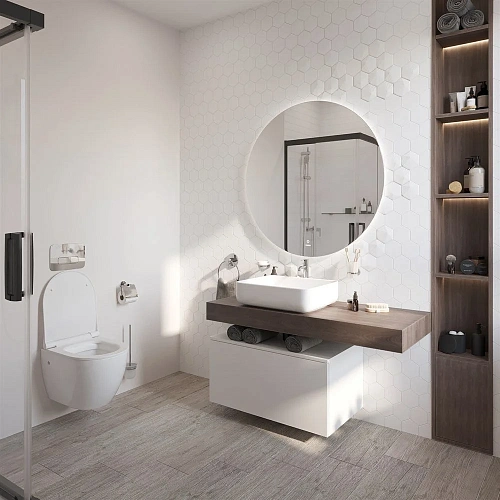 Комплект мебели STWORKI Ольборг 120 столешница дуб карпентер, без отверстий, с тумбой 80, с раковино 489341 Комплект мебели STWORKI Ольборг 120 столешница дуб карпентер, без отверстий, с тумбой 80, с раковино 489341