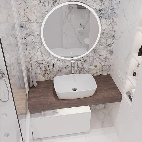 Комплект мебели STWORKI Ольборг 120 столешница дуб карпентер, без отверстий, с тумбой 80, с раковино 536501 Комплект мебели STWORKI Ольборг 120 столешница дуб карпентер, без отверстий, с тумбой 80, с раковино 536501