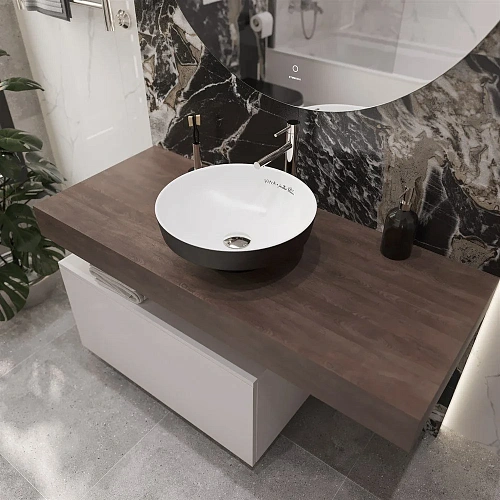 Комплект мебели STWORKI Ольборг 120 столешница дуб карпентер, без отверстий, с тумбой 80, с раковино 536766 Комплект мебели STWORKI Ольборг 120 столешница дуб карпентер, без отверстий, с тумбой 80, с раковино 536766