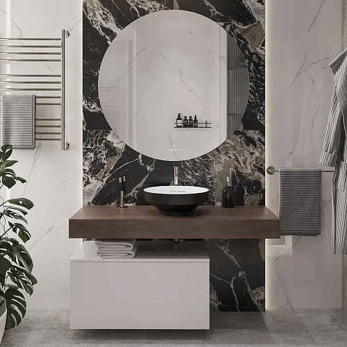 Комплект мебели STWORKI Ольборг 120 столешница дуб карпентер, без отверстий, с тумбой 80, с раковино 536766 Комплект мебели STWORKI Ольборг 120 столешница дуб карпентер, без отверстий, с тумбой 80, с раковино 536766