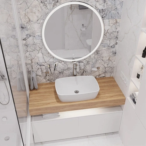 Комплект мебели STWORKI Ольборг 120 столешница дуб французский, без отверстий, 2 тумбы 60, с раковин 536122 Комплект мебели STWORKI Ольборг 120 столешница дуб французский, без отверстий, 2 тумбы 60, с раковин 536122