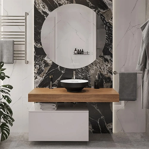 Комплект мебели STWORKI Ольборг 120 столешница дуб французский, без отверстий, c тумбой 80, с ракови 536655 Комплект мебели STWORKI Ольборг 120 столешница дуб французский, без отверстий, c тумбой 80, с ракови 536655