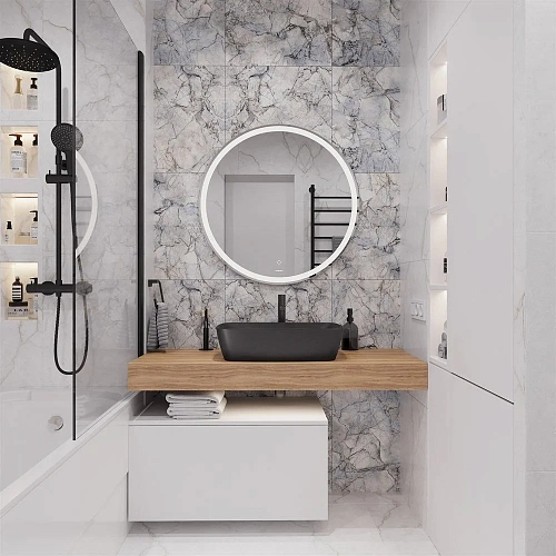 Комплект мебели STWORKI Ольборг 120 столешница дуб французский, без отверстий, с тумбой 80, с ракови 542606 Комплект мебели STWORKI Ольборг 120 столешница дуб французский, без отверстий, с тумбой 80, с ракови 542606