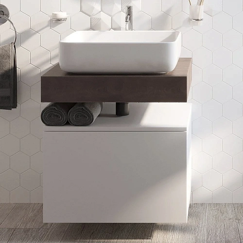 Комплект мебели STWORKI Ольборг 60 столешница дуб карпентер, без отверстий, с тумбой 60, с раковиной 489241 Комплект мебели STWORKI Ольборг 60 столешница дуб карпентер, без отверстий, с тумбой 60, с раковиной 489241